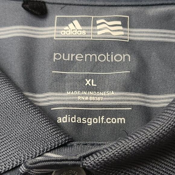 Adidas Golf Puremotion Gray Stripe Sport Polo Shirt Men's Size XL - Picture 5 of 6